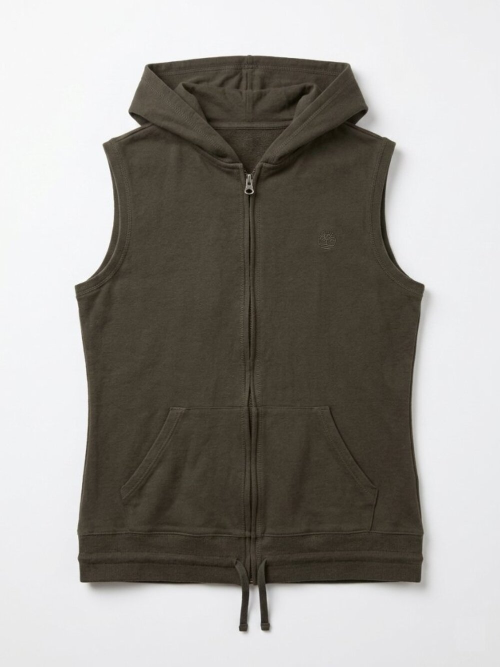 LIZ CLAIBORNE - Sleeveless Hooded Zip-Up Vest in Dark Olive Green - Medium